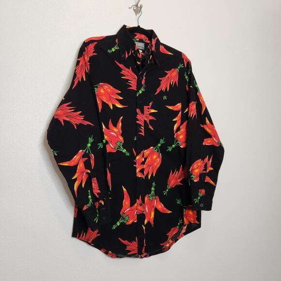 Vintage Western Chili Peppers All Over Button Shirt Roughrider Circle T Small - Picture 3 of 4